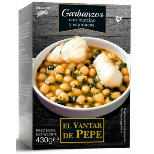 Garbanzos con Bacalao y Espinacas